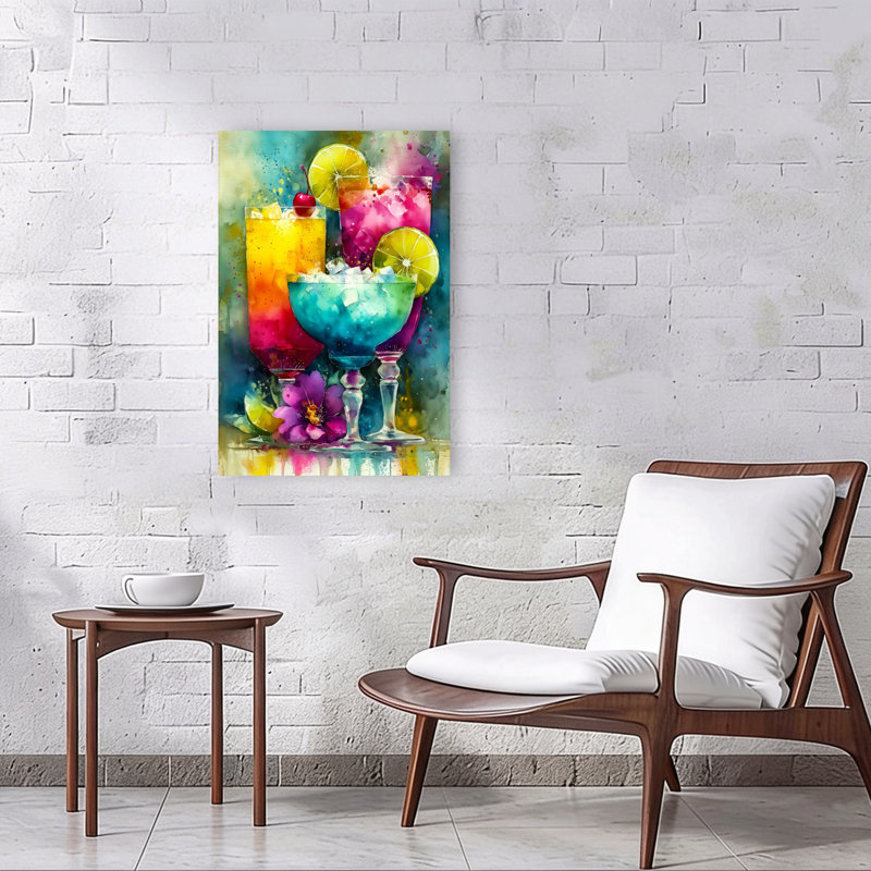 «Vibrant Summer Cocktail», art mural coloré de fleurs de cerisier, 36" H x 24" W