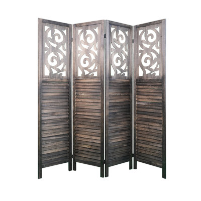 Brun rustique, 4 panneaux, bois, paravent, facile à déplacer, moderne, paravent décoratif en bois de 6 pi avec design, pliable, écran d'intimité, pour et pour la vie