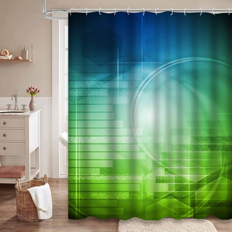 Rideau de douche vert à 12 crochets, L 72 po x l 78 po