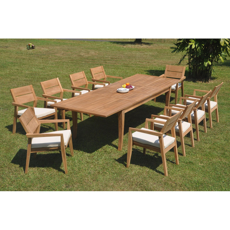 Haywa Outdoor 9 - Piece Teak Dining Set, 10