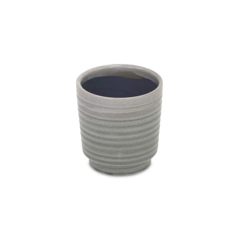 Mosley Handmade Ceramic Pot Planter, Gray, 4" H x 3.75" W x 3.75" D 