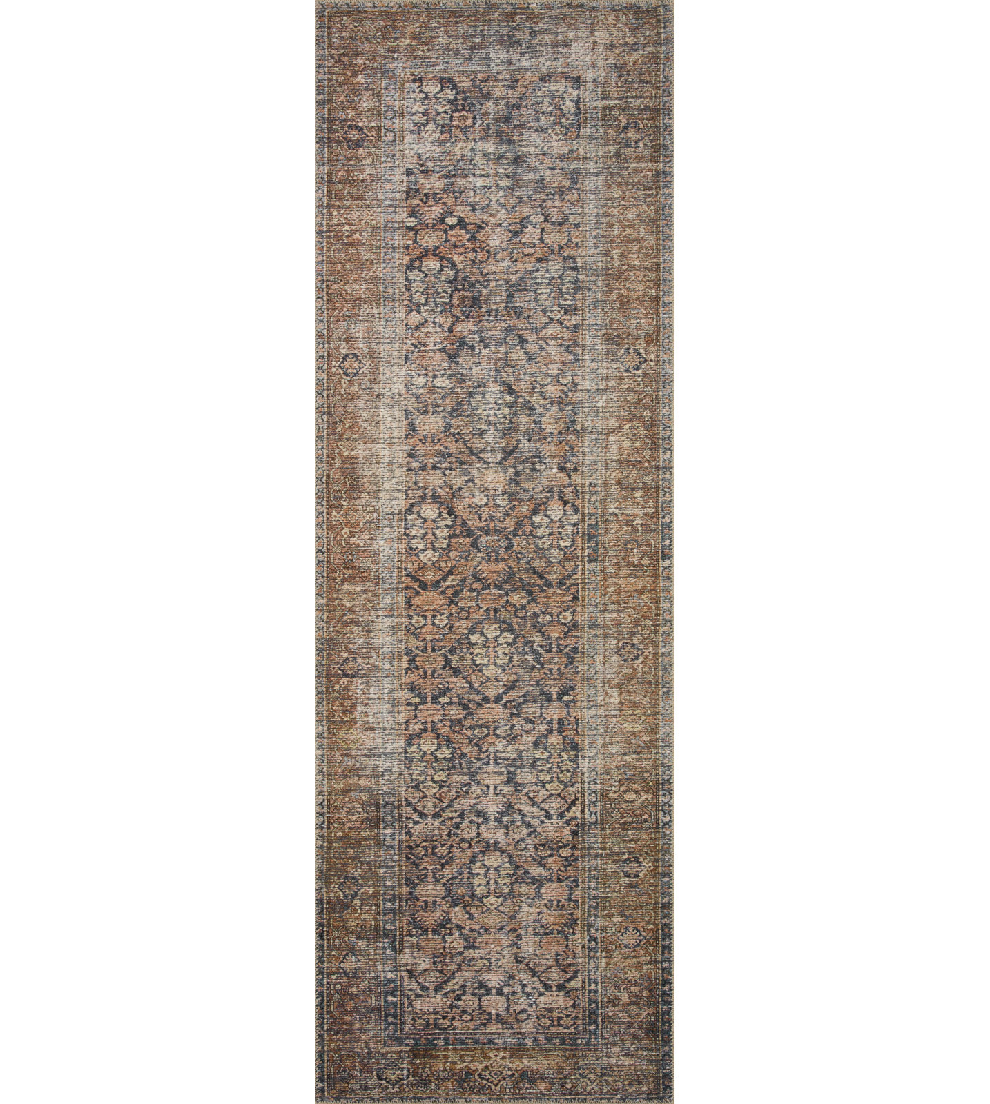 Billie Oriental Ink / Salmon Area Rug, Runner 2' x 5'