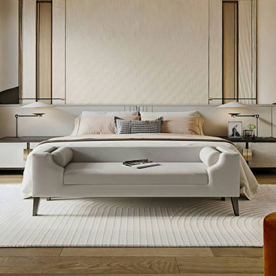 Modern Design Simple Bed Stool Microfiber/Microsuede Upholstered Bench