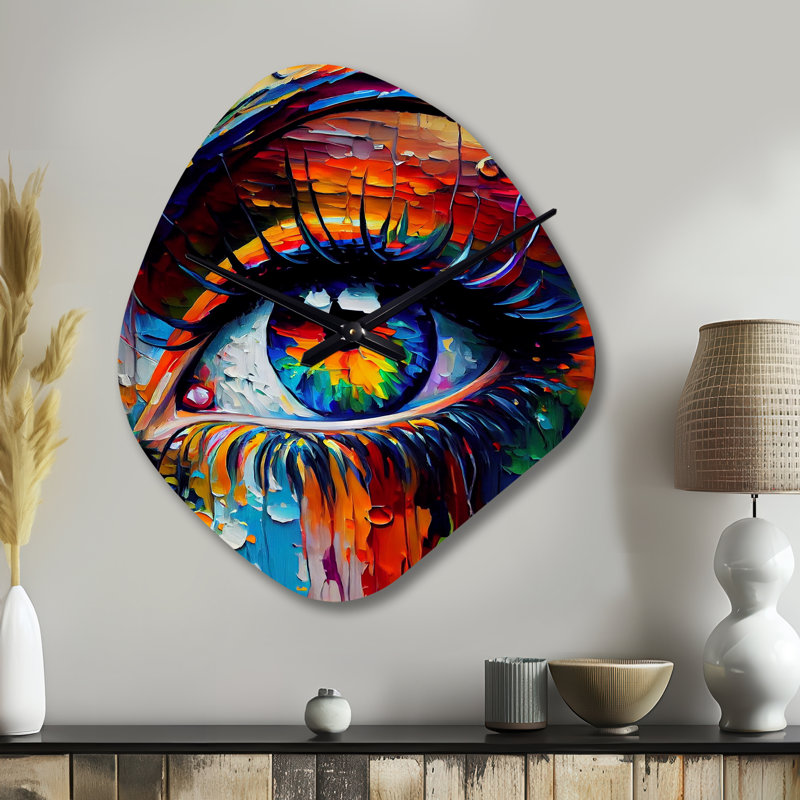 Colourful Eye II - Nebula Shape Unique Woman Abstract Wall Clock, Small