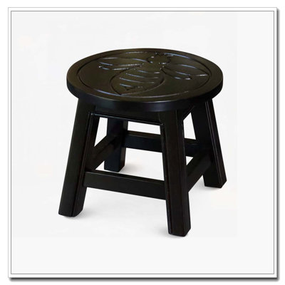 Carved Wooden Step Stool, Queen Bee, Espresso