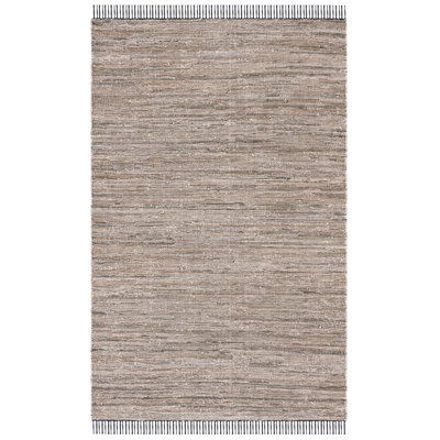 Abiodun Hand Woven Denim/Cotton Rug in Black/Beige