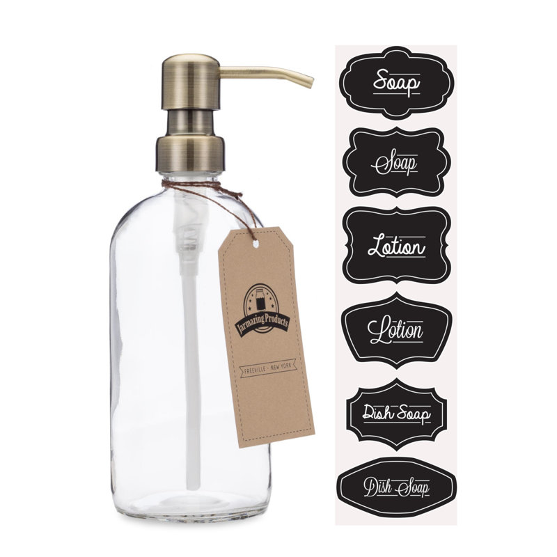 Distributeur de lotion en verre, Laiton / transparent