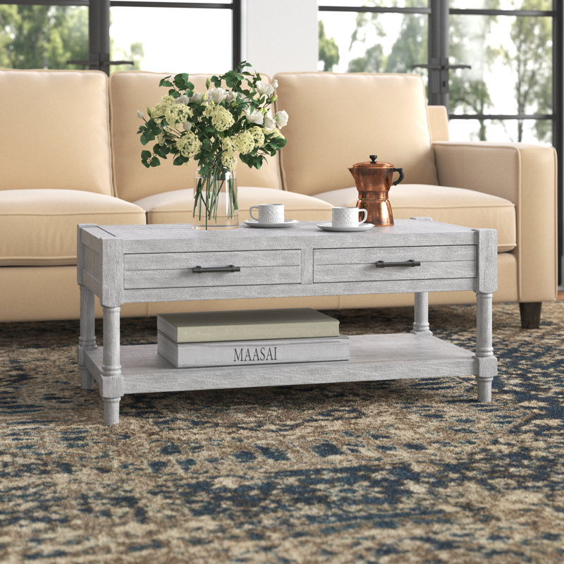 Aritha Coffee Table, White Washed Gray
