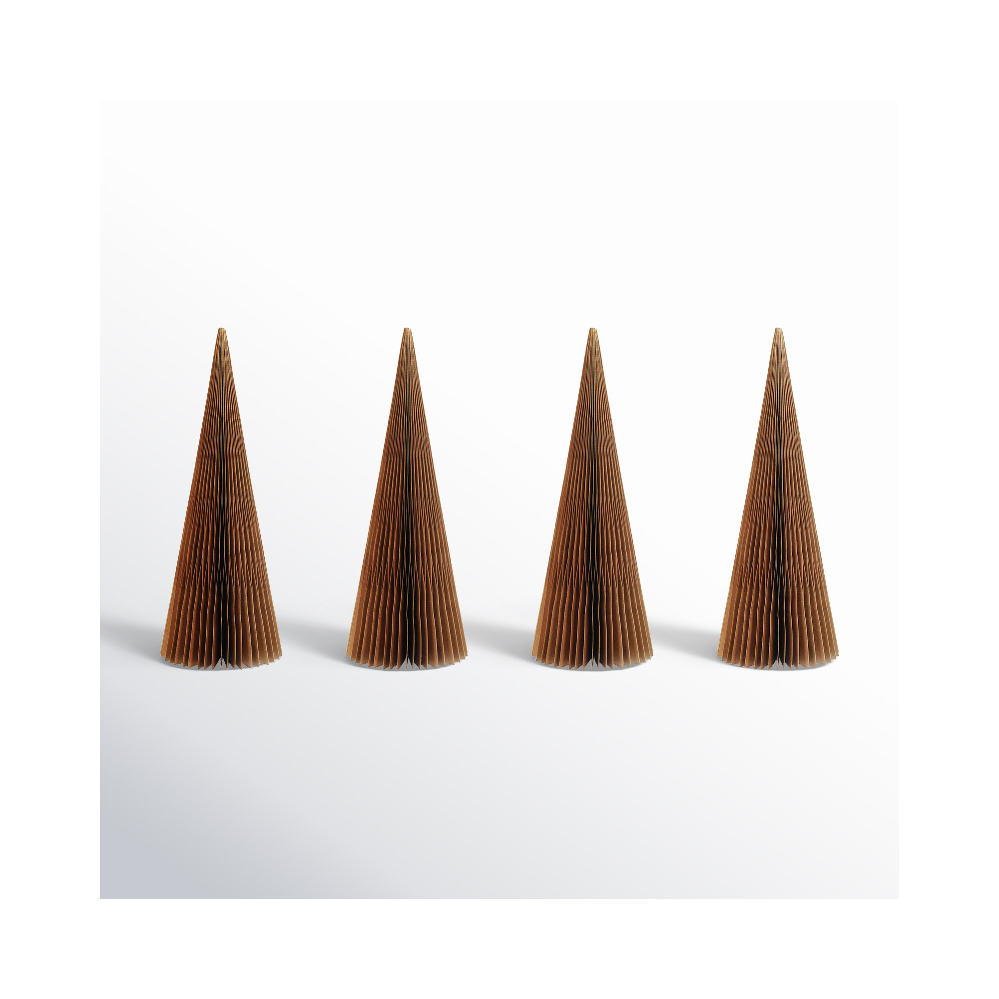 Paper Decorative Cone Trees, Set of 4, Gold, 16" H x 6" W x 6" D