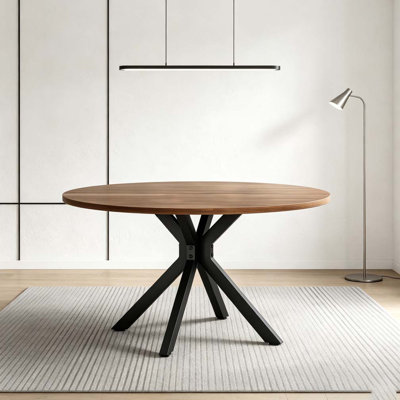 47.2" Solid Wood Round Dining Kitchen Table for 4-6 People