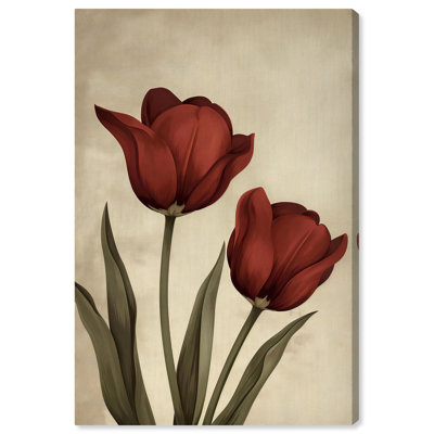 "Deep Red Tulips", art floral rétro par 