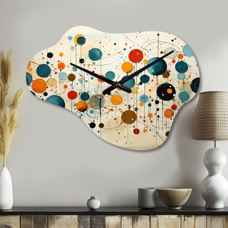 Horloge murale en métal vert beige moderne Mid Century, Grand