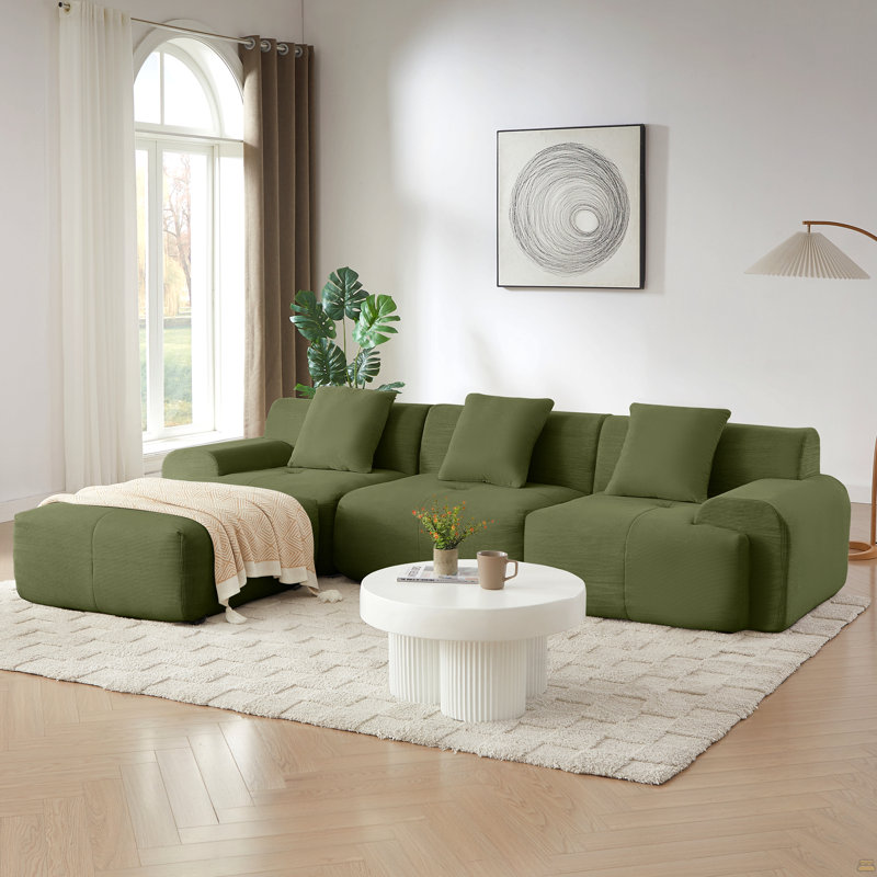 Canapé modulaire en L 113 po, Vert