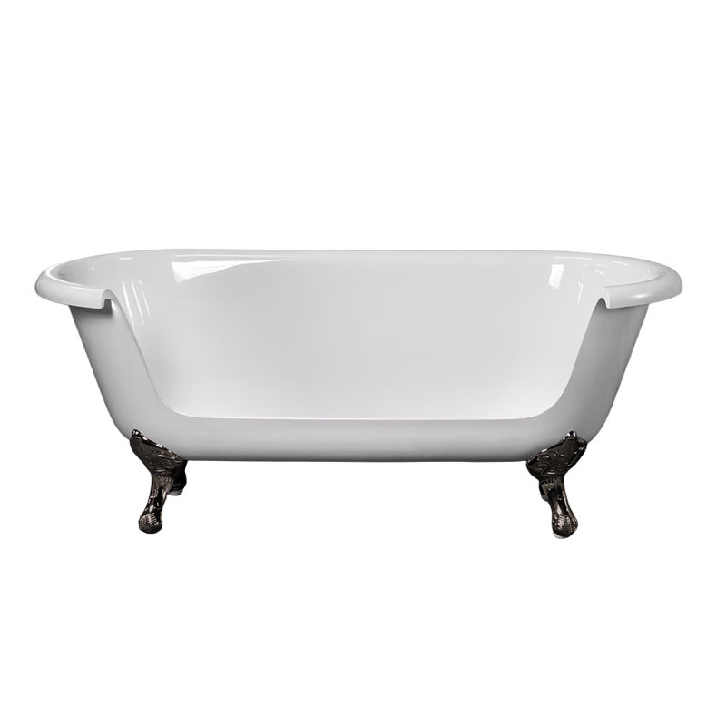 Baignoire-canapé en acrylique de 66 pouces avec 4 pieds, Nickel poli
