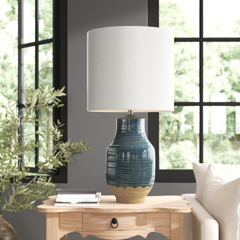 Emmert Ceramic Table Lamp, Blue