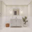Meuble-lavabo simple autoportant 48 po avec plateau en quartz blanc Rooh-92871983