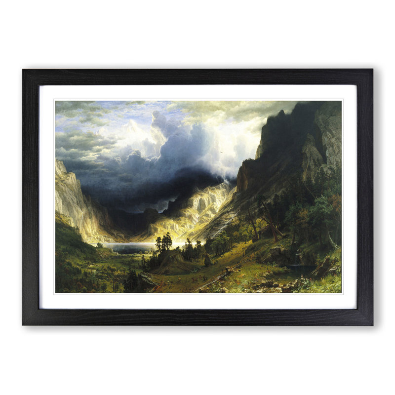 A Storm in the Rocky Mountains by Albert Bierstadt - Picture Frame Painting, 36cm H x 48cm W x 2cm D, Black Framed