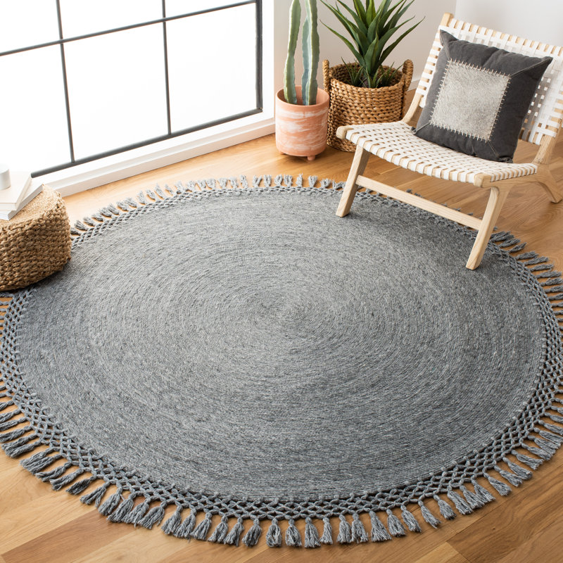 Tapis gris anthracite touffeté à la main Cruz Antinette, Rond 6 pi