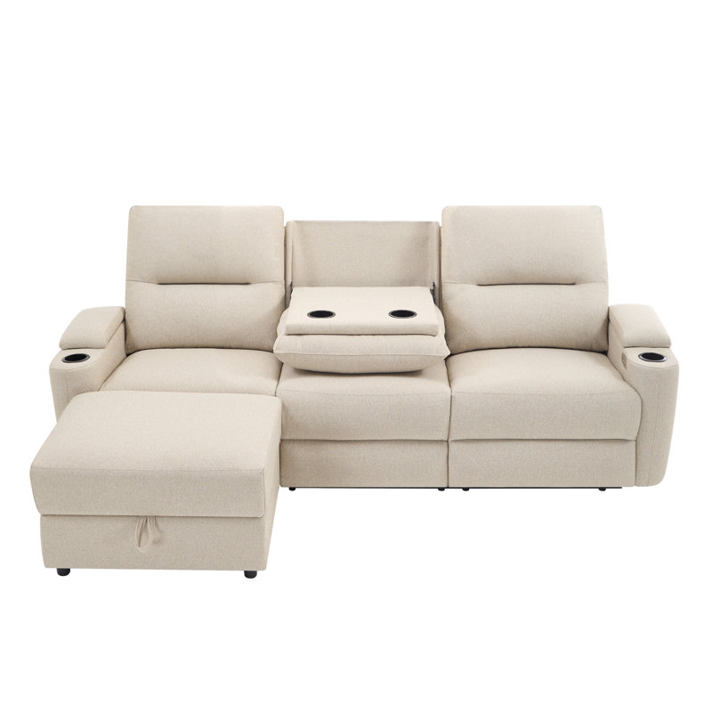3 Seater Linen Electric Reclining Sofa & Chaise