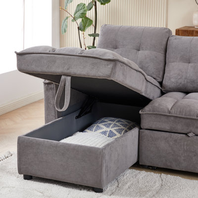 Canapé inclinable de 71,3 po, canapé-lit escamotable avec ports de chargement USB et tape-c, canapé modulaire en L avec rangement inclinable et rangement avec accoudoirs latéraux, canapé confortable pour le salon
