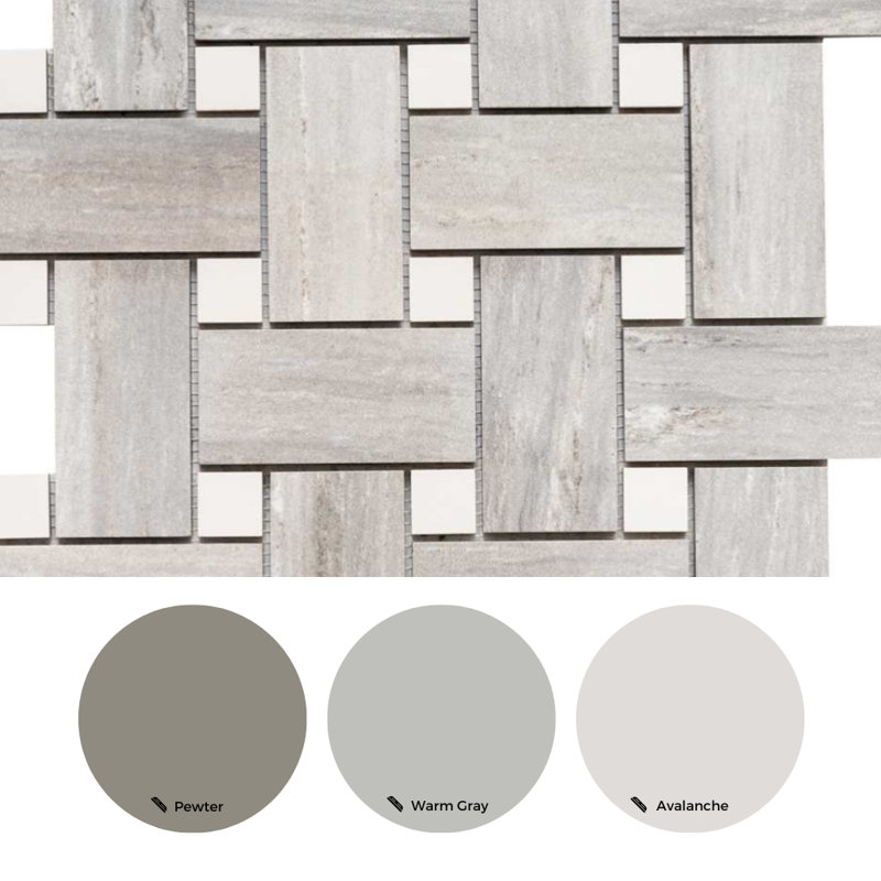 Stately Basketweave 13" x 13" Porcelain Brick Joint Wall & Floor Tile, Gray