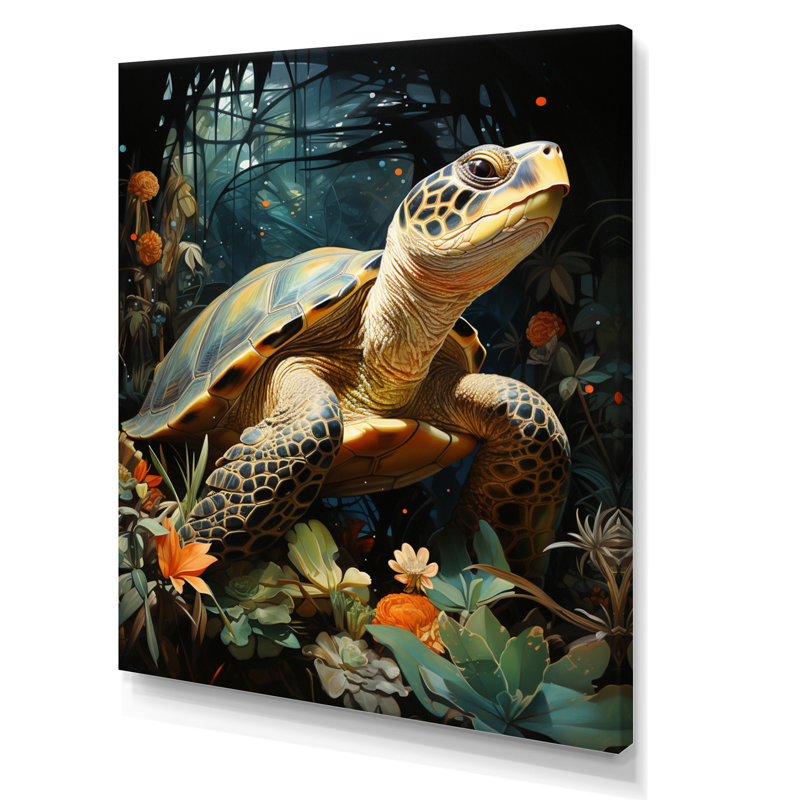 «Turtle Tranquility In The Ocean III», reproduction d'art sur toile, 44" H x 34" W, Toile tendue