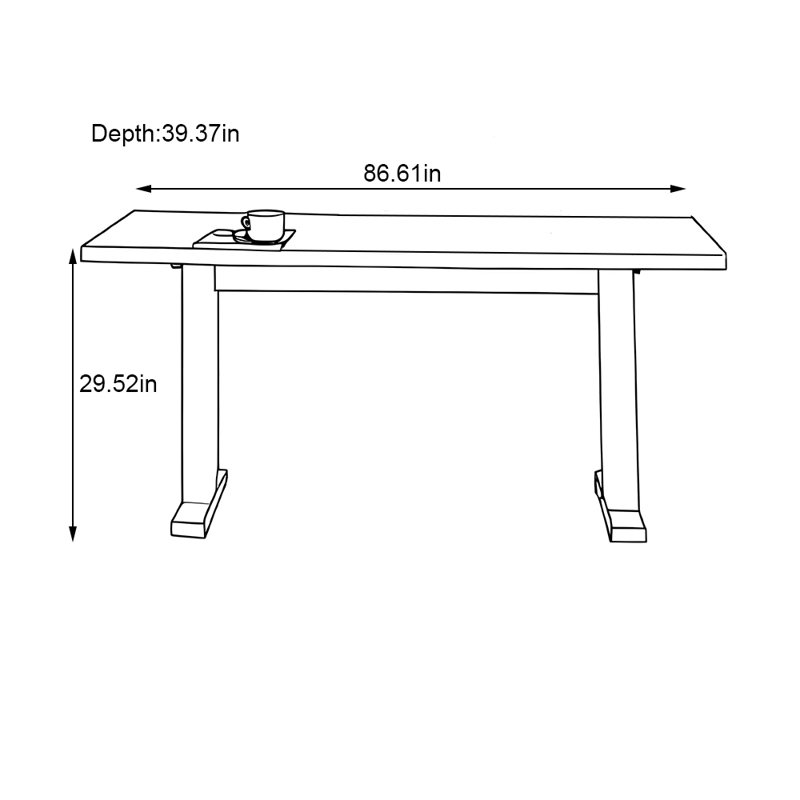 Minimalist rectangular dining table, 29.52"H x 86.61"L x 39.37"W
