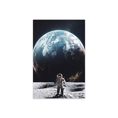 Astronaute marchant sur la lune devant la planète Terre par Gen Z - photographie sans cadre