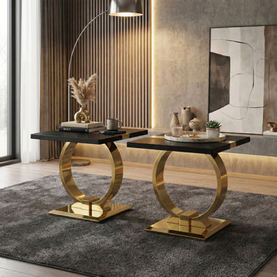 Ensemble de tables de bout en O 2 pièces avec base en tréteaux
