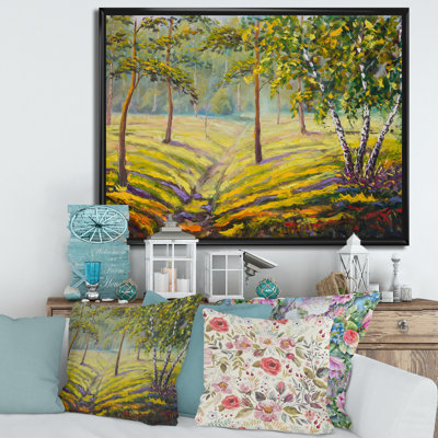 Pins et buissons dans la forêt II - peinture sur toile