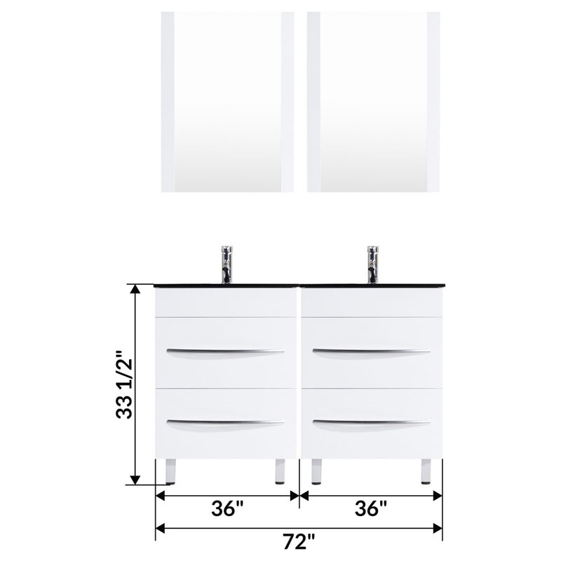 Ensemble de meuble-lavabo double 72 po avec miroir Marguez, Noir