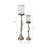 Decorative Tabletop Glass Candle Holder With Sculptural Base - Modern Floor Candle Holders For Living Room Accent - Set Of 2, 30", Silver