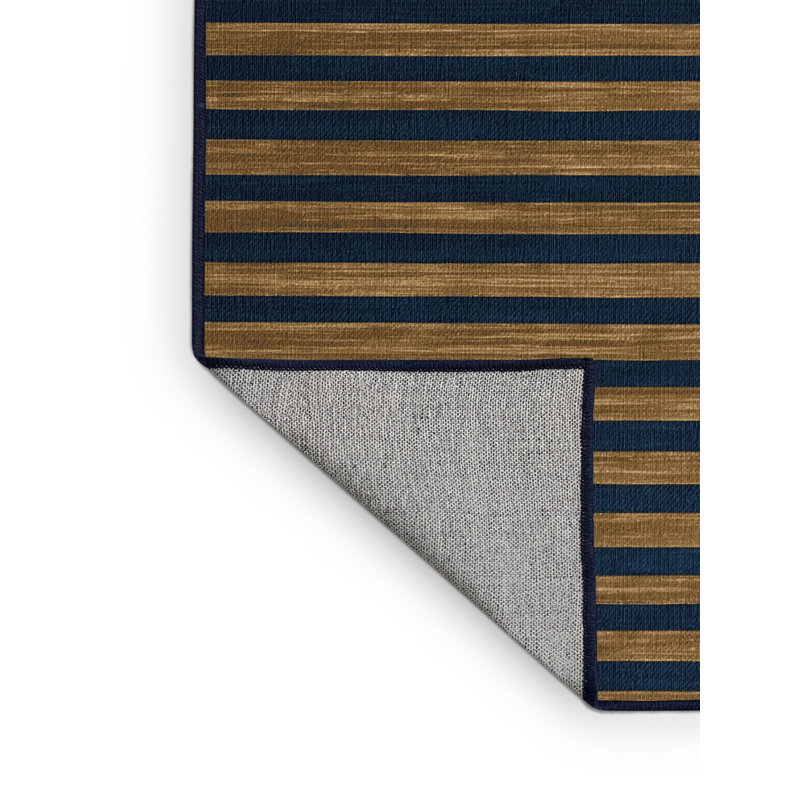 Machine Washable Horizontal Stripes Gray Area Rug, Square 3'
