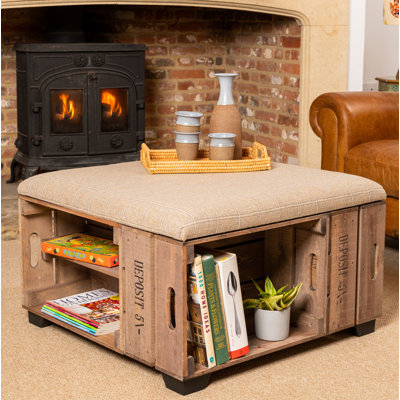 Krugerville 82 cm W Wool Square Ottoman with Storage