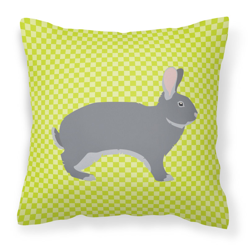 Coussin décoratif d’extérieur éclectique lapin check, Vert, 18 po x 18 po