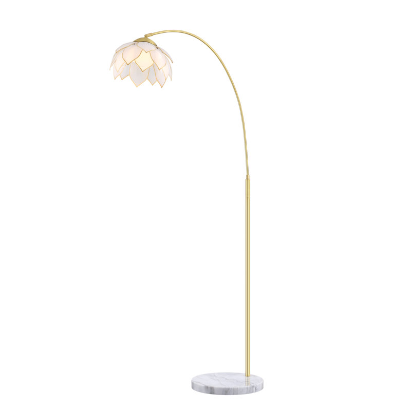 LED Arched Floor Lamp, Brushed Brass, Brushed Brass