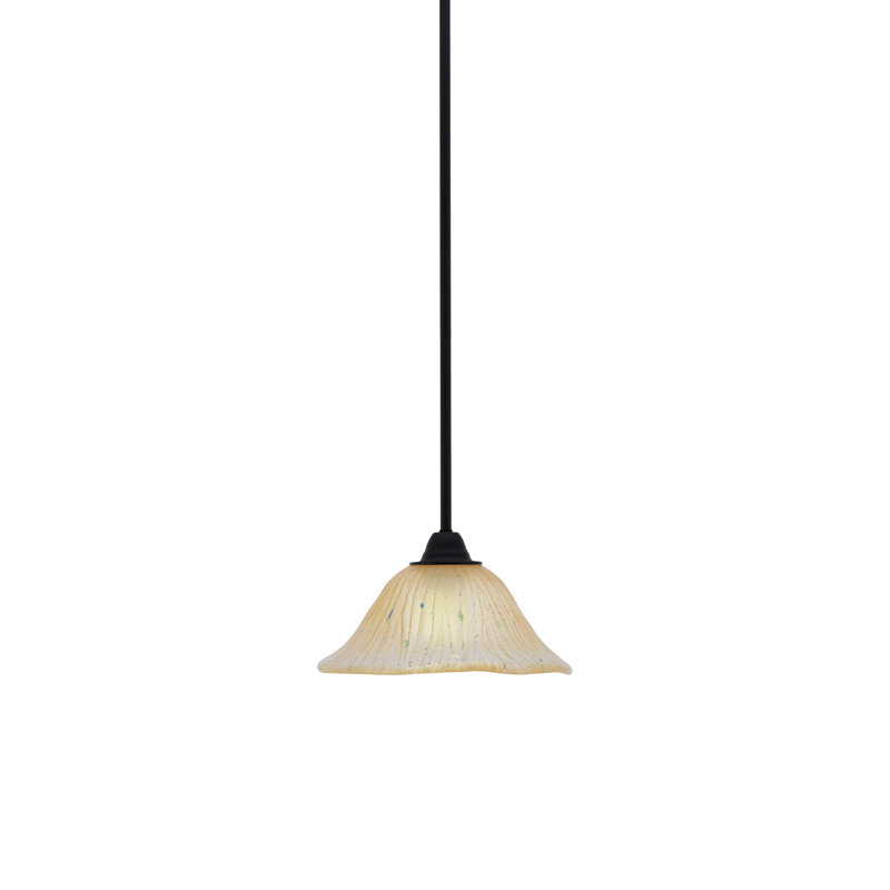 Paramount Stem Hung Pendant Shown In Matte Black Finish With 10" Amber Crystal Glass