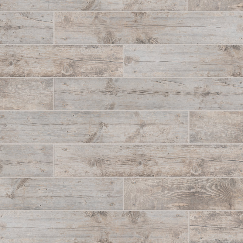 Bois 6" x 36" Porcelain Wood Look Floor and Wall Tile, Ceniza