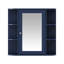 Armoire de rangement murale de salle de bain avec miroir, armoire à pharmacie avec tablette en bois réglable et portes, armoires de rangement montées avec 6 tablettes ouvertes, bleu-1227745064