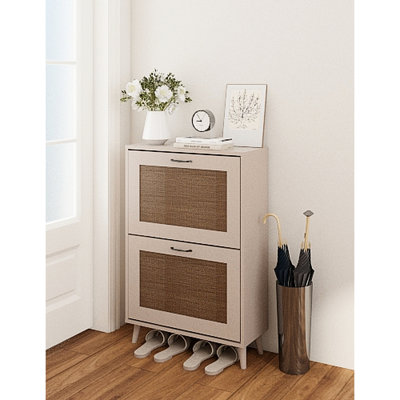 2 organisateurs de rangement pour chaussures pour hall d'entrée - espace maximisé, pouvant contenir 12 paires, accès facile, bois d'ingénierie gris antique, support à tablettes de 35,94 po de hauteur et rangement spacieux, rapide
