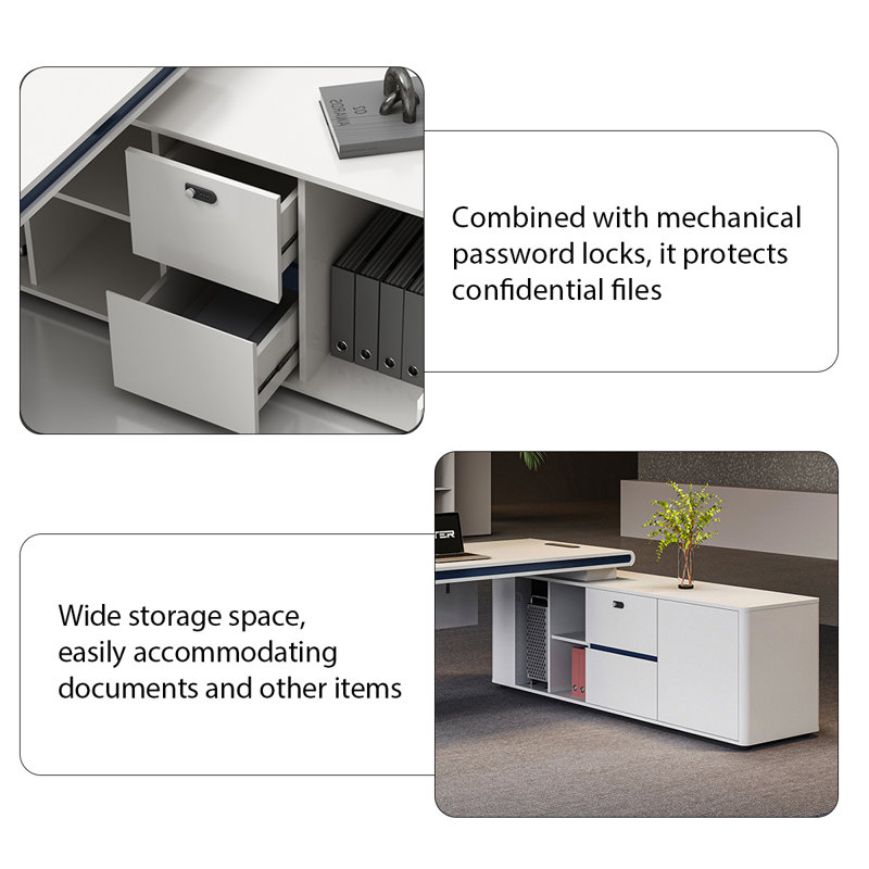 Bureau en L 72,83 po, H 29,92 po x l 88,58 po x P 62,99 po