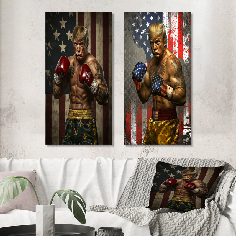 Ensemble de 2 impressions murales en métal Trump, 40" H x 40" W
