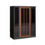 Noir massif + bois manufacturé + vitrines en verre trempé