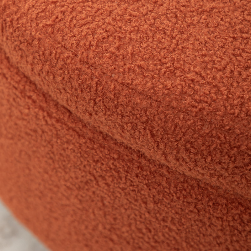 Upholstered Round Storage Ottoman, Orange
