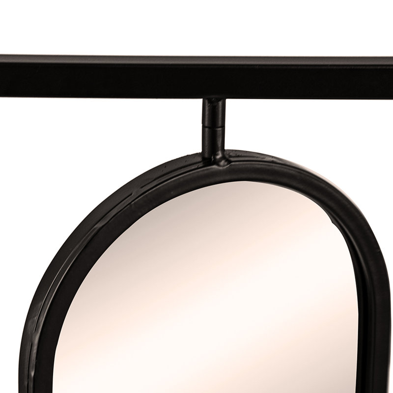 Grand miroir mural ovale 36 "x 36" avec cadre carré noir, décoration pour le salon, la chambre à coucher, l'entrée, le bureau