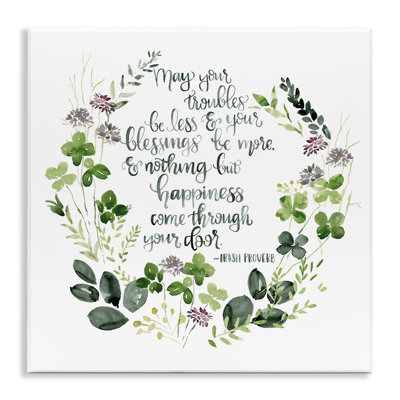 Troubles Be Less Irish Proverbs Wildflower Wreath by Jennifer Paxton Parker - Graphic Art