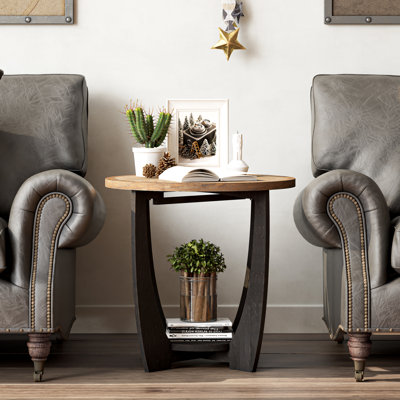 Table de bout avec tablette de rangement Farmhouse, table d'appoint French Country