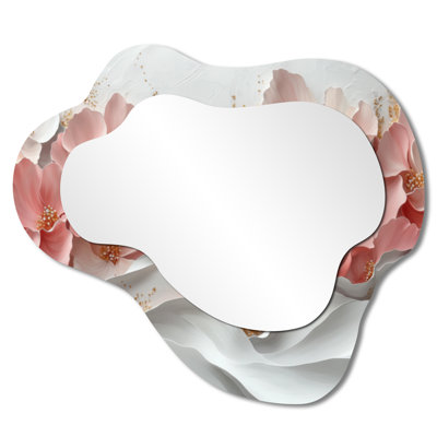 Miroir décoratif asymétrique doré, veines de pétales de fleurs I - fleurs