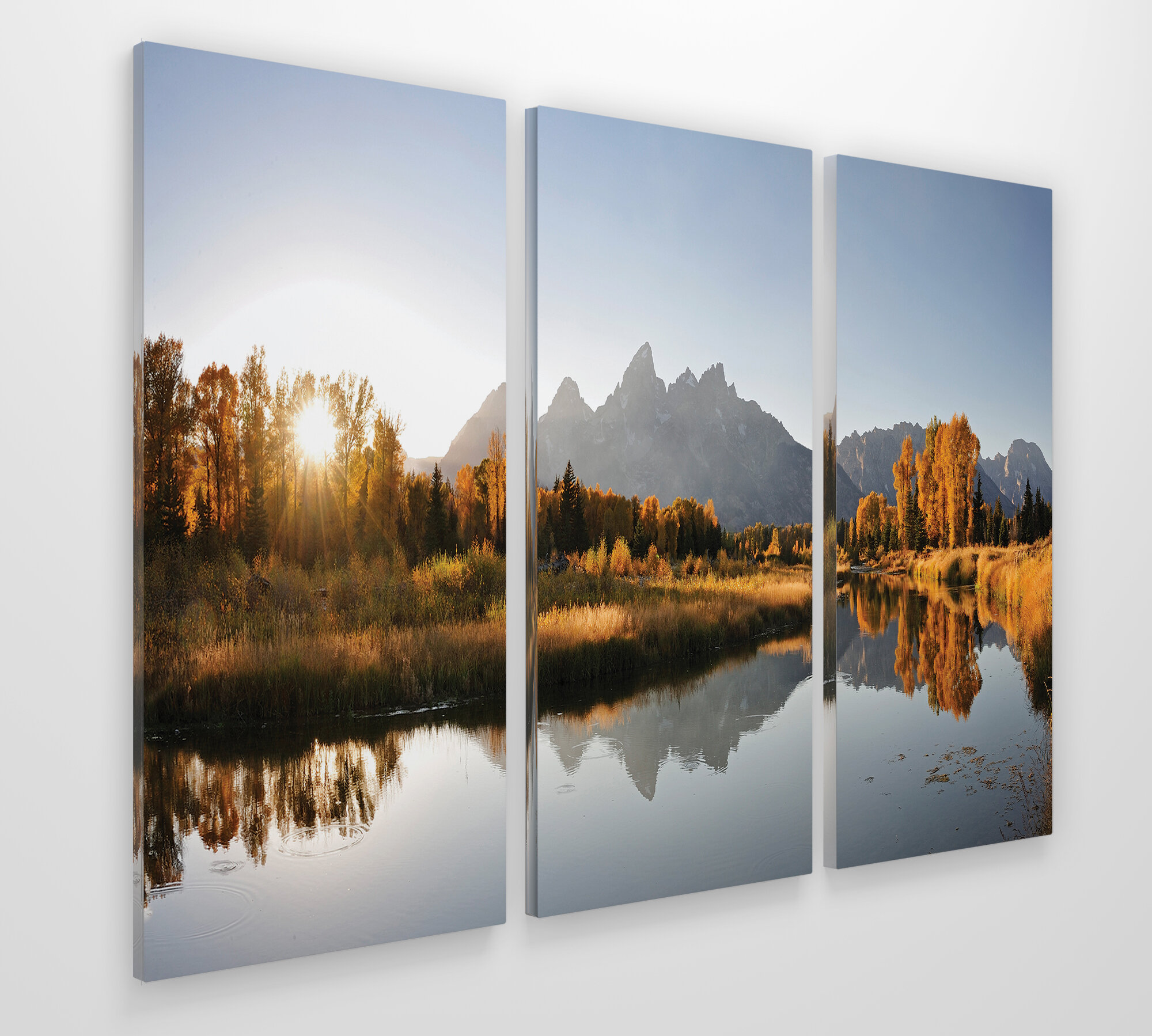Loon Peak® Landing On Snake River On Canvas 3 Pieces Multi-Piece Image ...