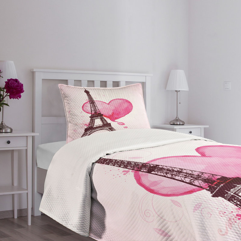 Twin Brown Eiffel Tower Kids Bedspread Set